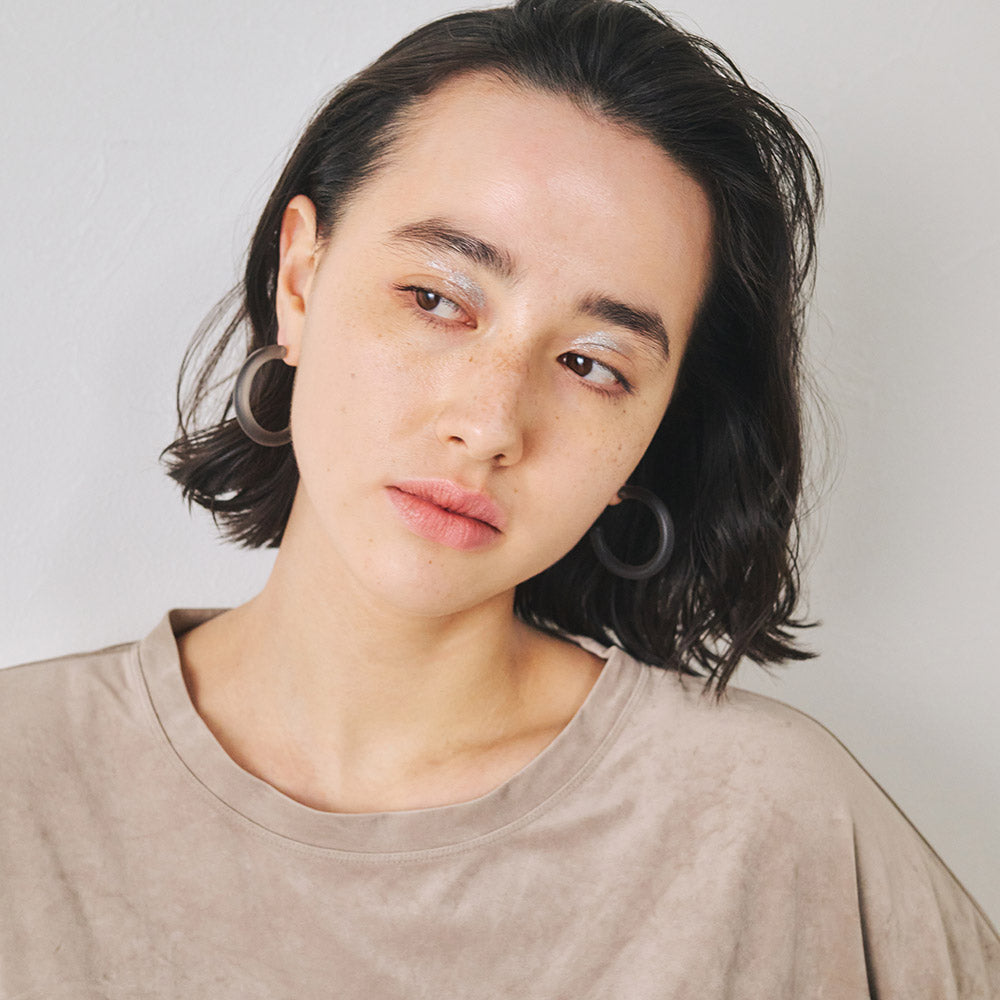 Frosted Homaika Hoop Front Back Earrings