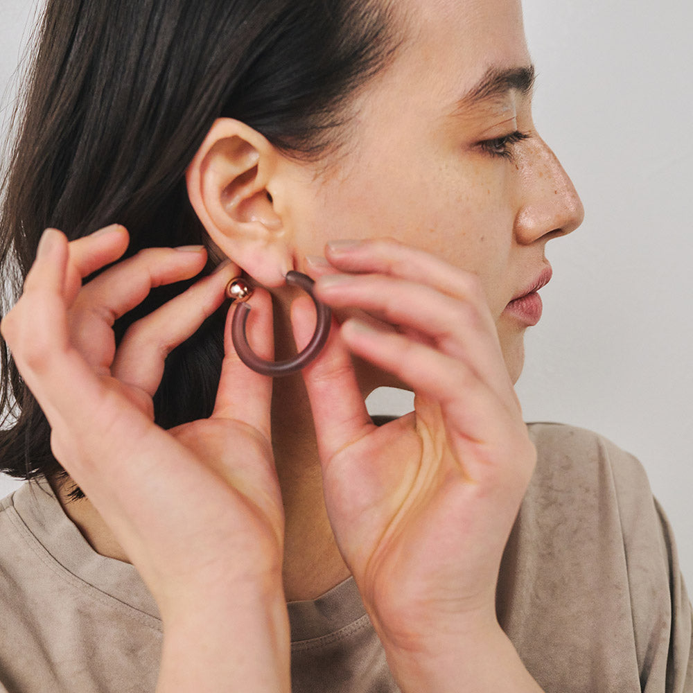 Frosted Homaika Hoop Front Back Earrings