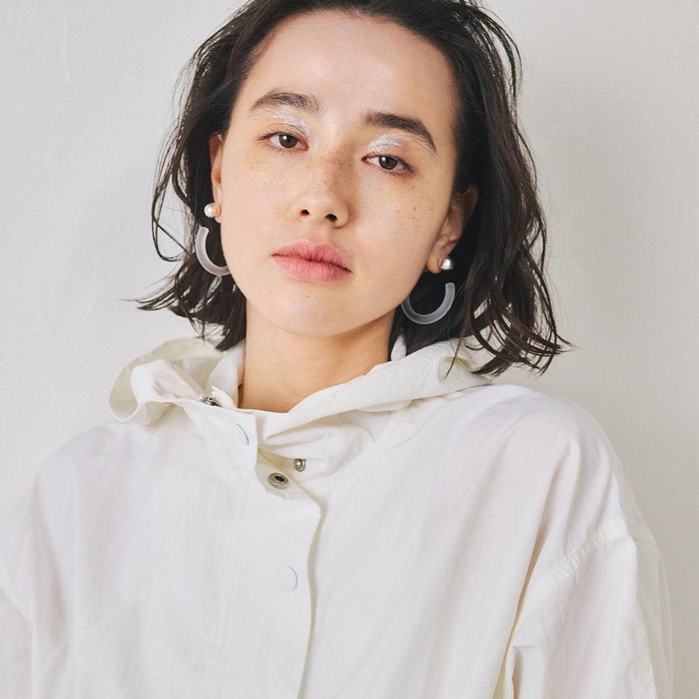 Frosted Homaika Hoop Front Back Earrings