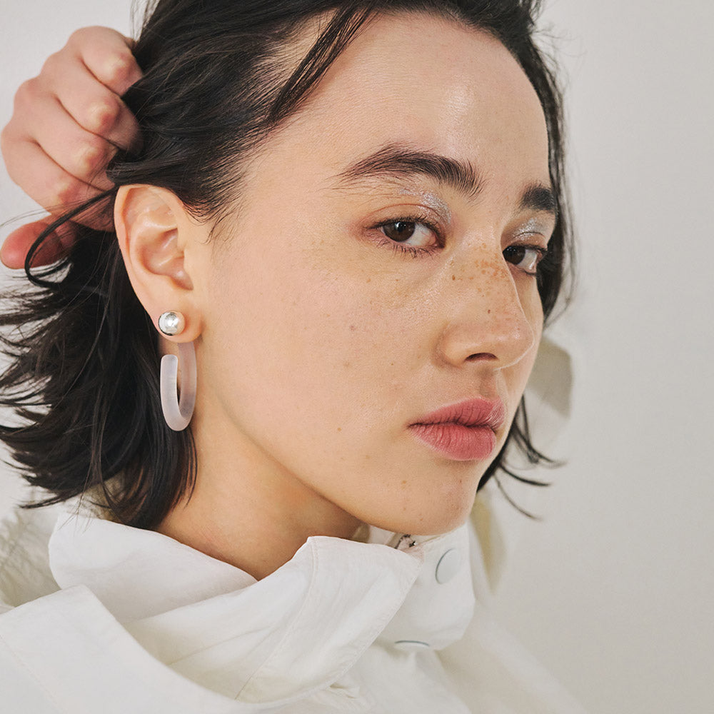 Frosted Homaika Hoop Front Back Earrings