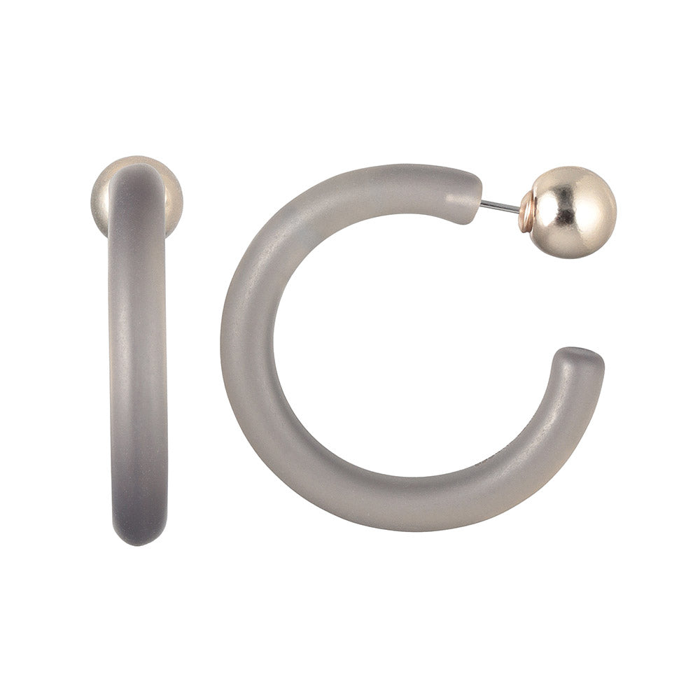 Frosted Homaika Hoop Front Back Earrings