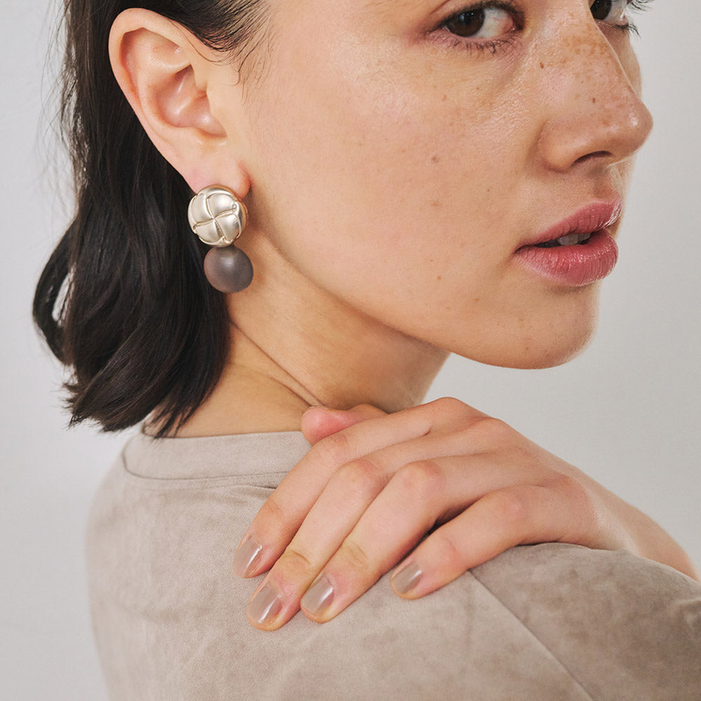 Quilted Button and Frosted Homaika Dome Earrings