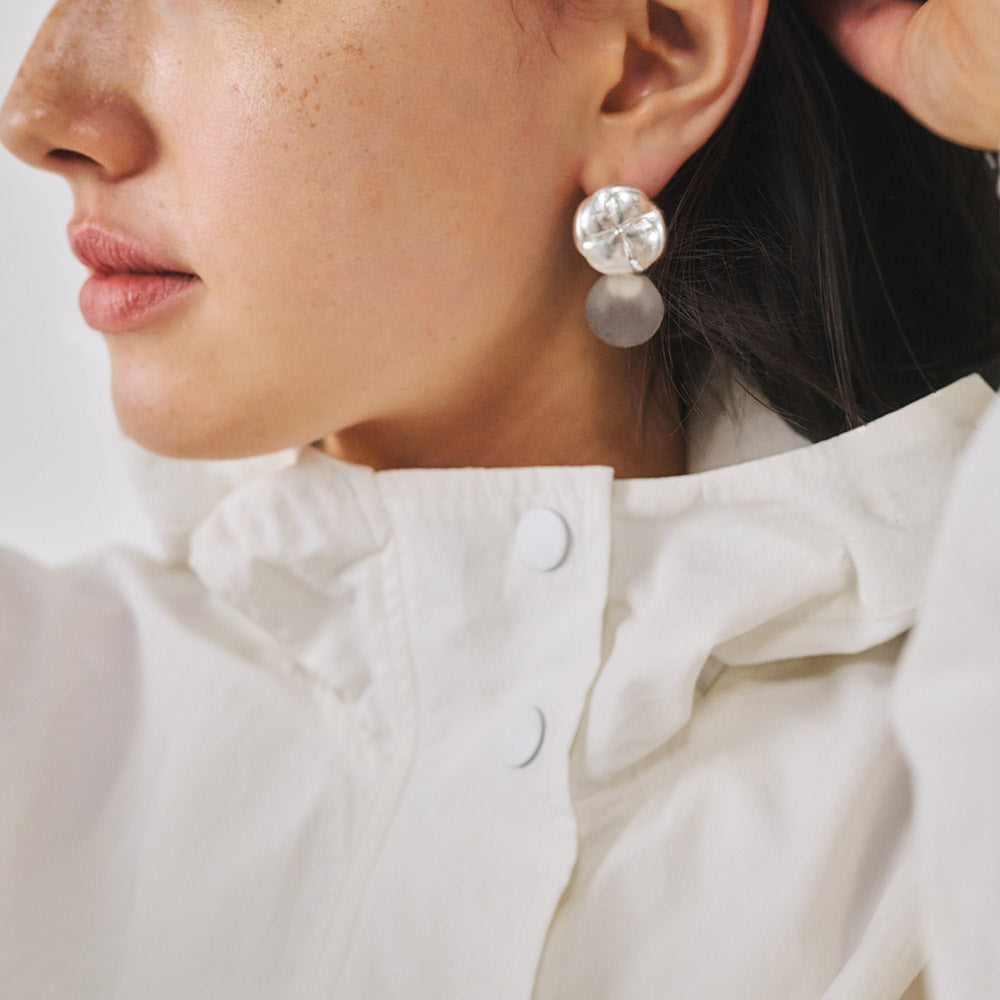 Quilted Button and Frosted Homaika Dome Earrings