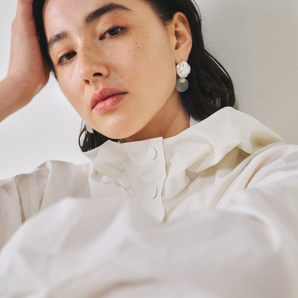 Quilted Button and Frosted Homaika Dome Earrings