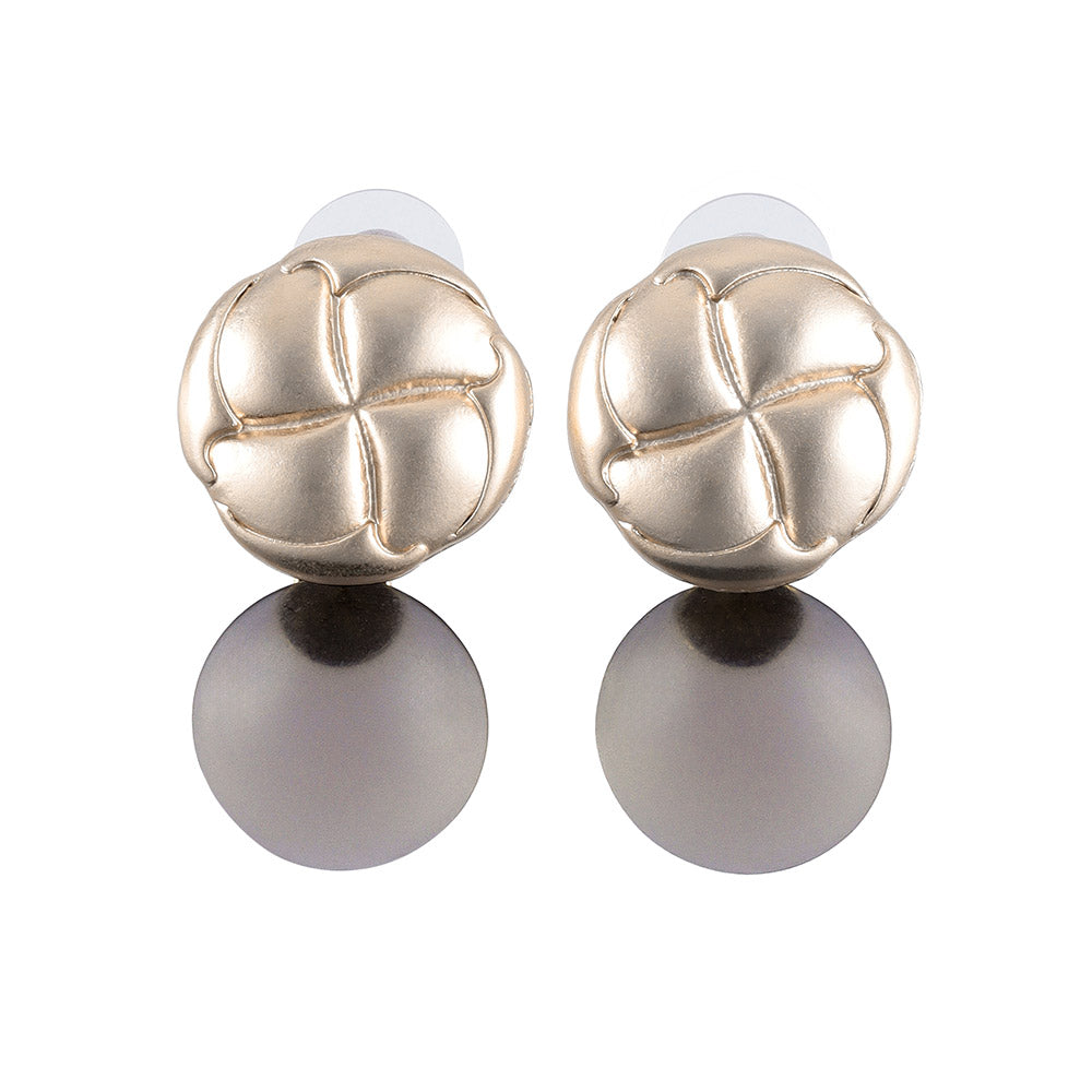 Quilted Button and Frosted Homaika Dome Earrings