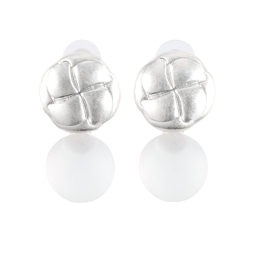 Quilted Button and Frosted Homaika Dome Earrings