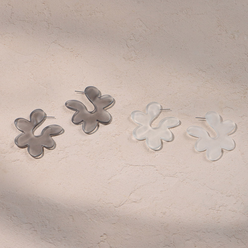 Frosted Homaika Big Flower Earrings