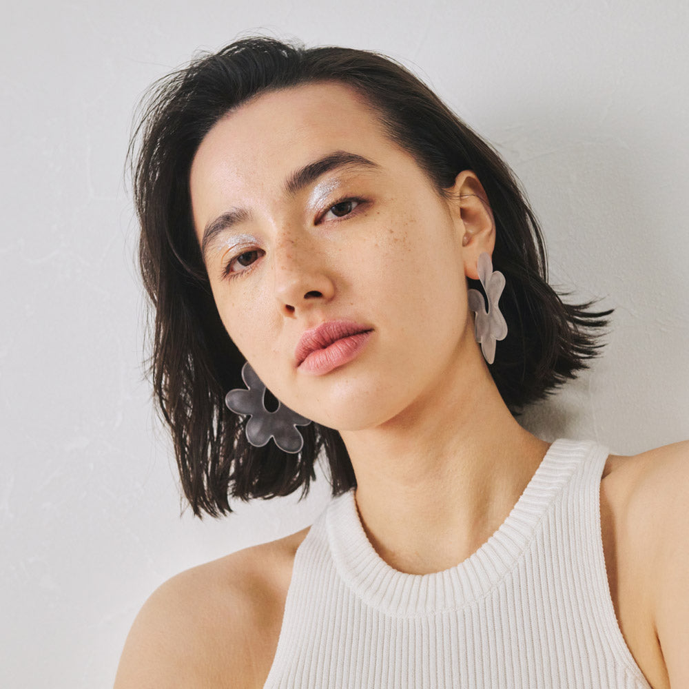 Frosted Homaika Big Flower Earrings