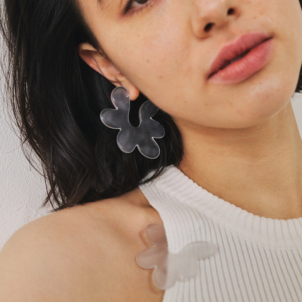Frosted Homaika Big Flower Earrings