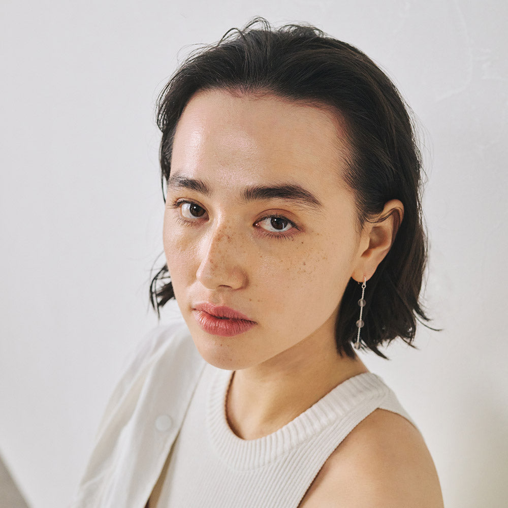 Frosted Homaika Ball Linear Earrings