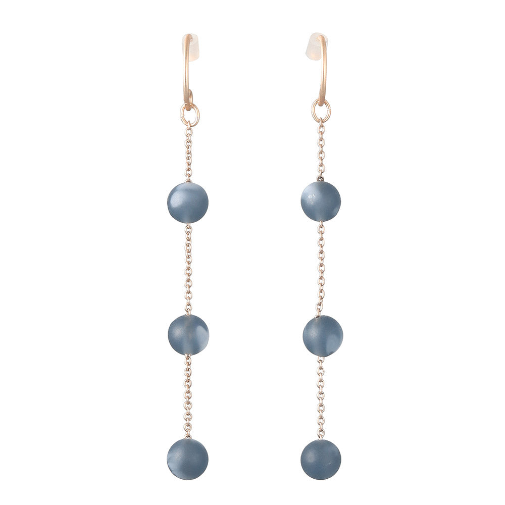 Frosted Homaika Ball Linear Earrings