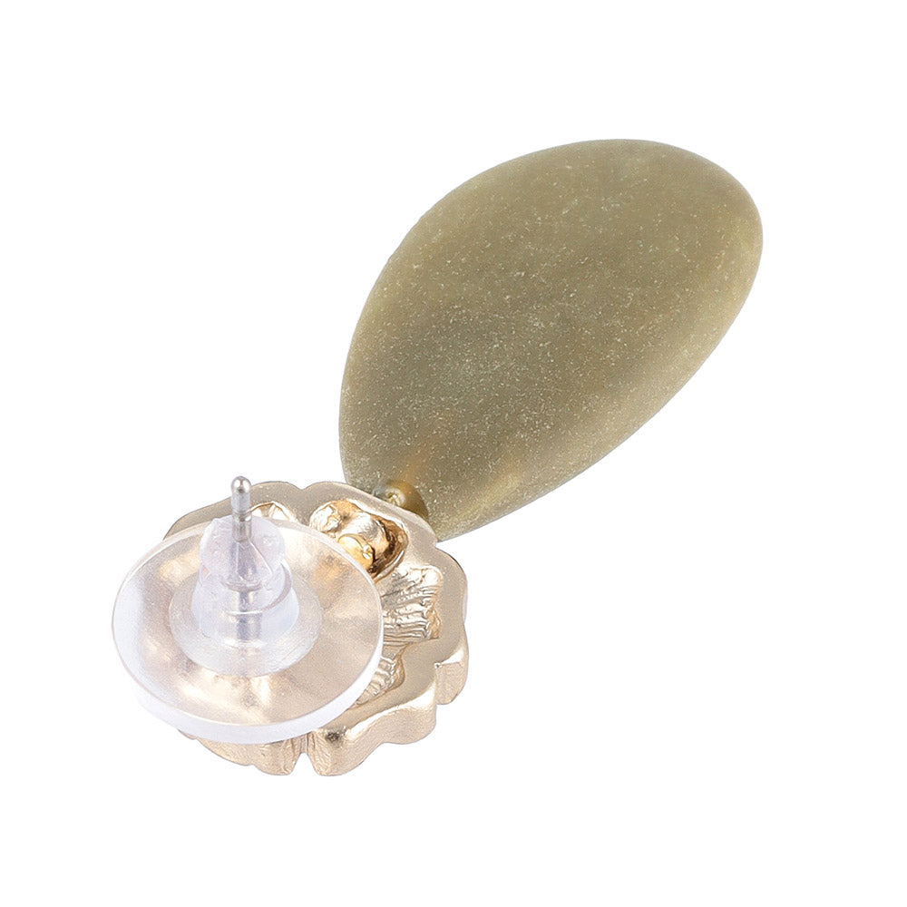 Flower and Frosted Homaika Pebble Earrings