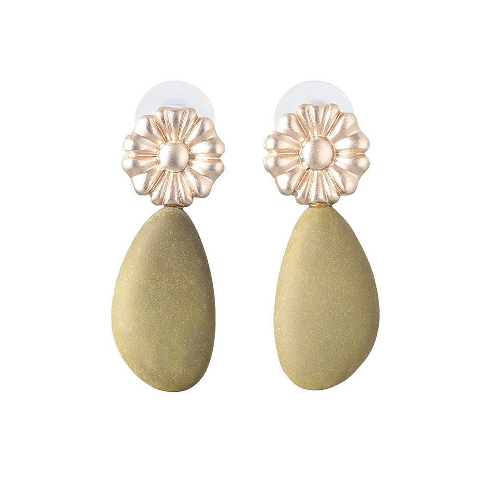 Flower and Frosted Homaika Pebble Earrings