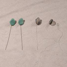Homaika Pebble Long Chain Drop Earrings