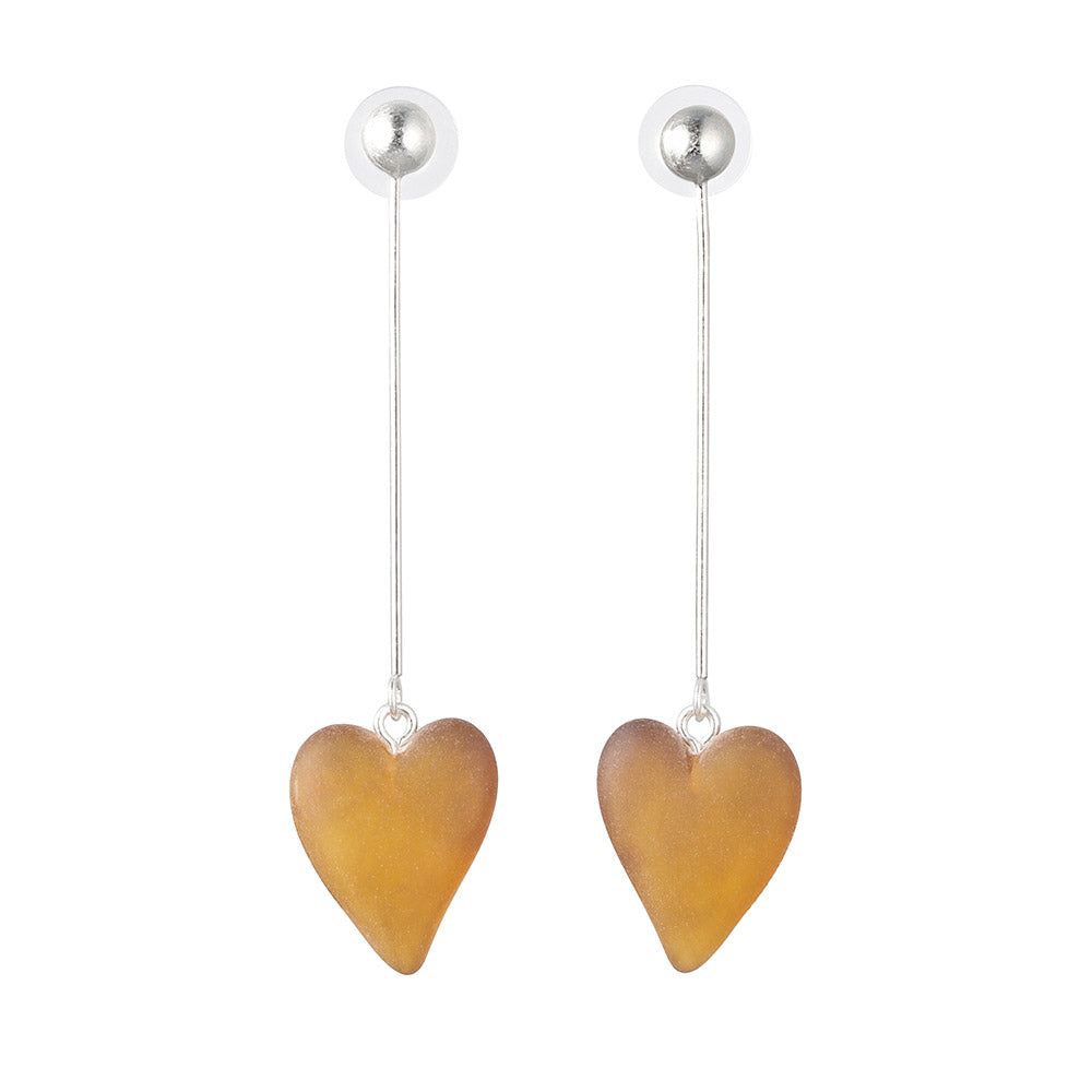 Frosted Homaika Heart Stick Earrings