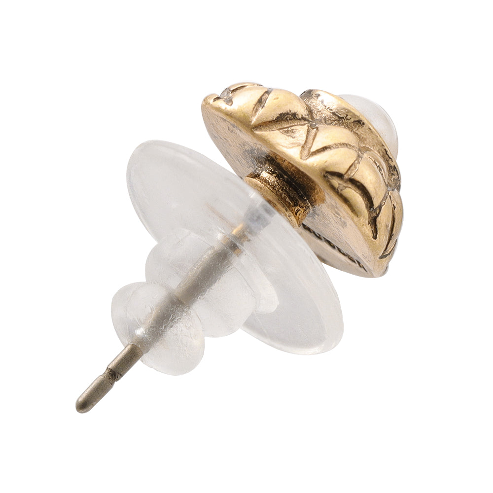 Quilted Dome Heart Studs