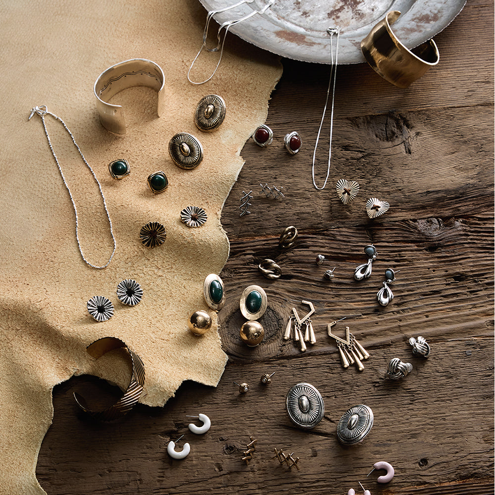 Quilted Dome Heart Studs