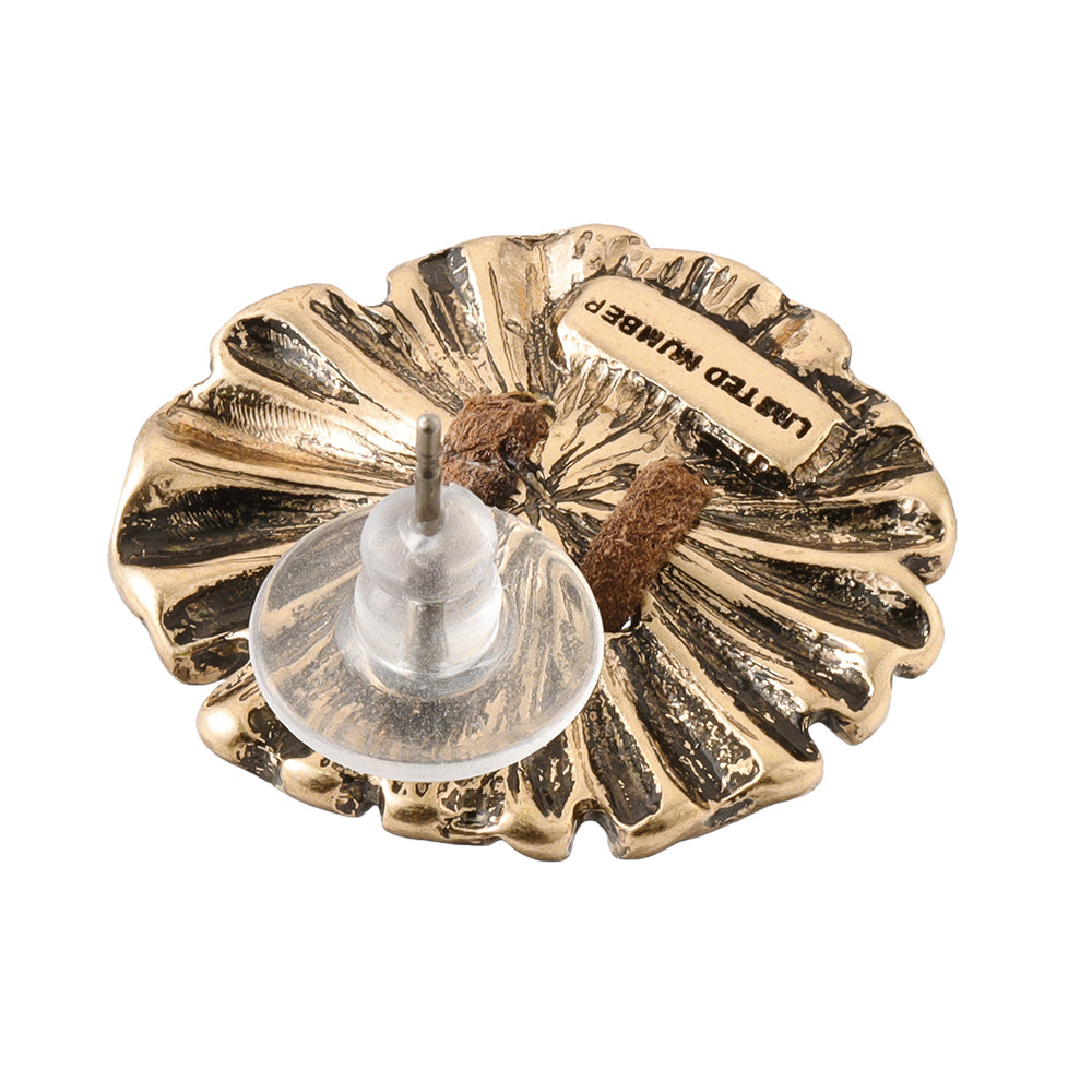 Textured Round Flower Earrings