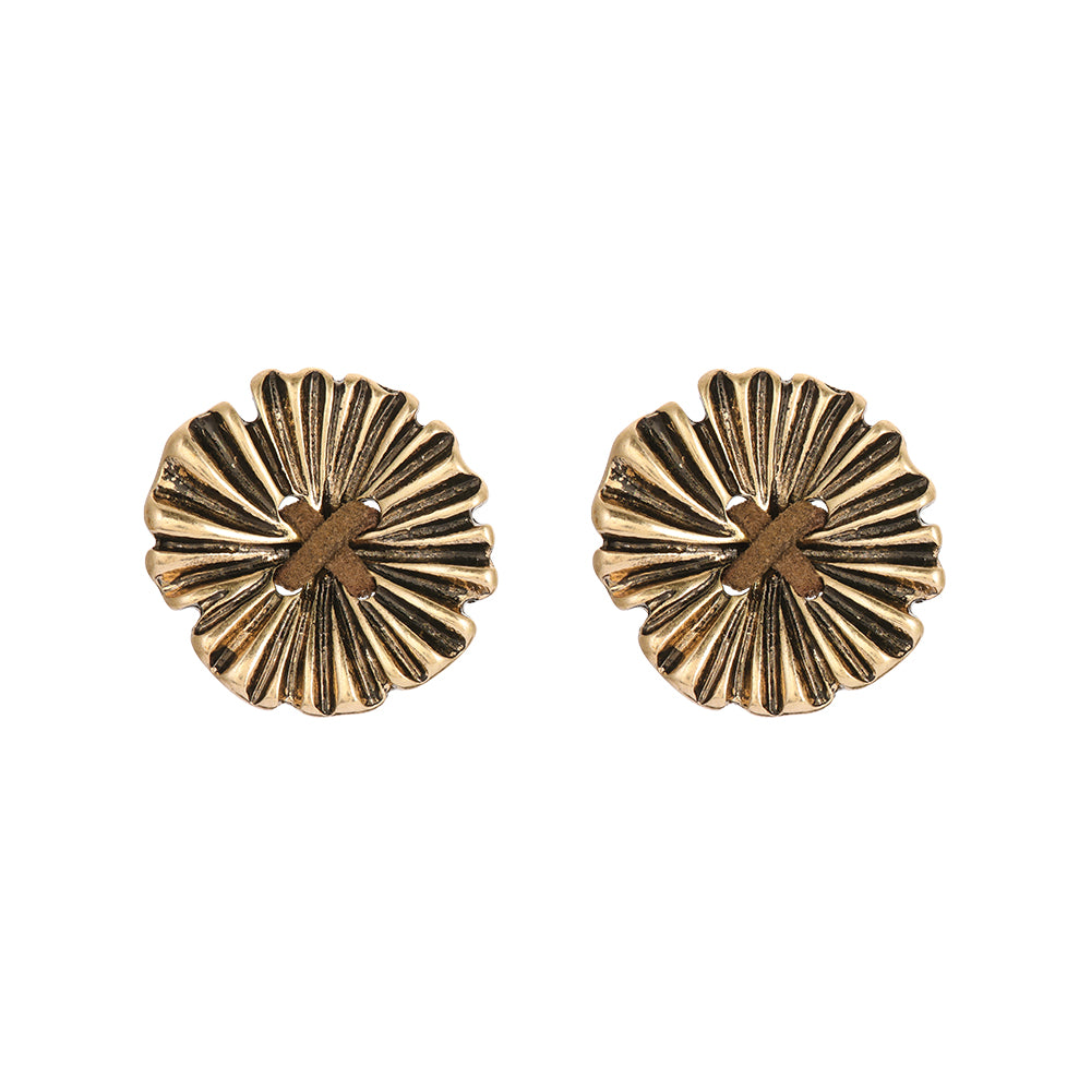 Textured Round Flower Earrings