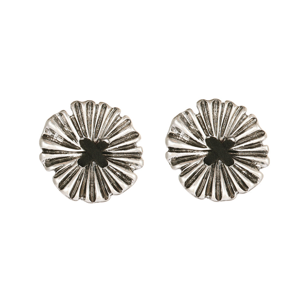 Textured Round Flower Earrings