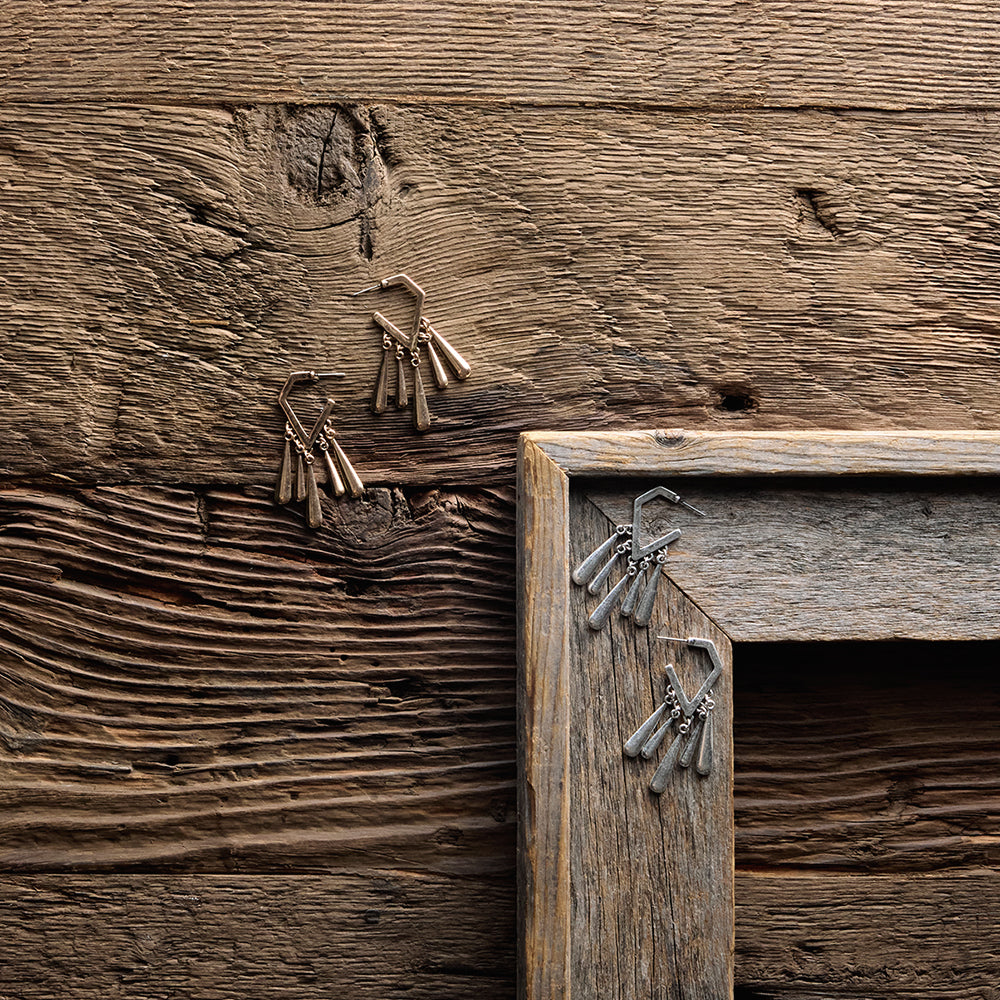 Bar Fringe Angular Hoop Earrings - osewaya