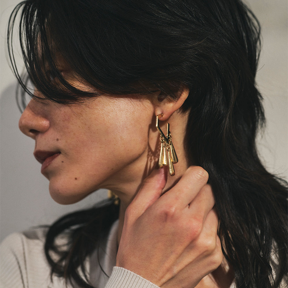 Bar Fringe Angular Hoop Earrings