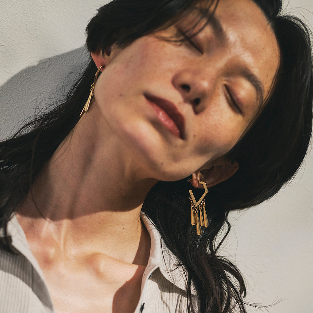 Bar Fringe Angular Hoop Earrings