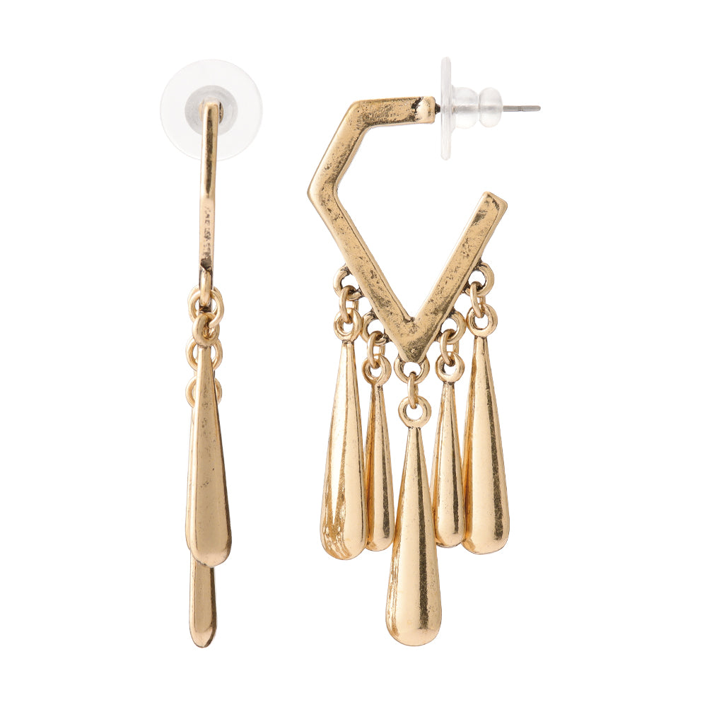 Bar Fringe Angular Hoop Earrings