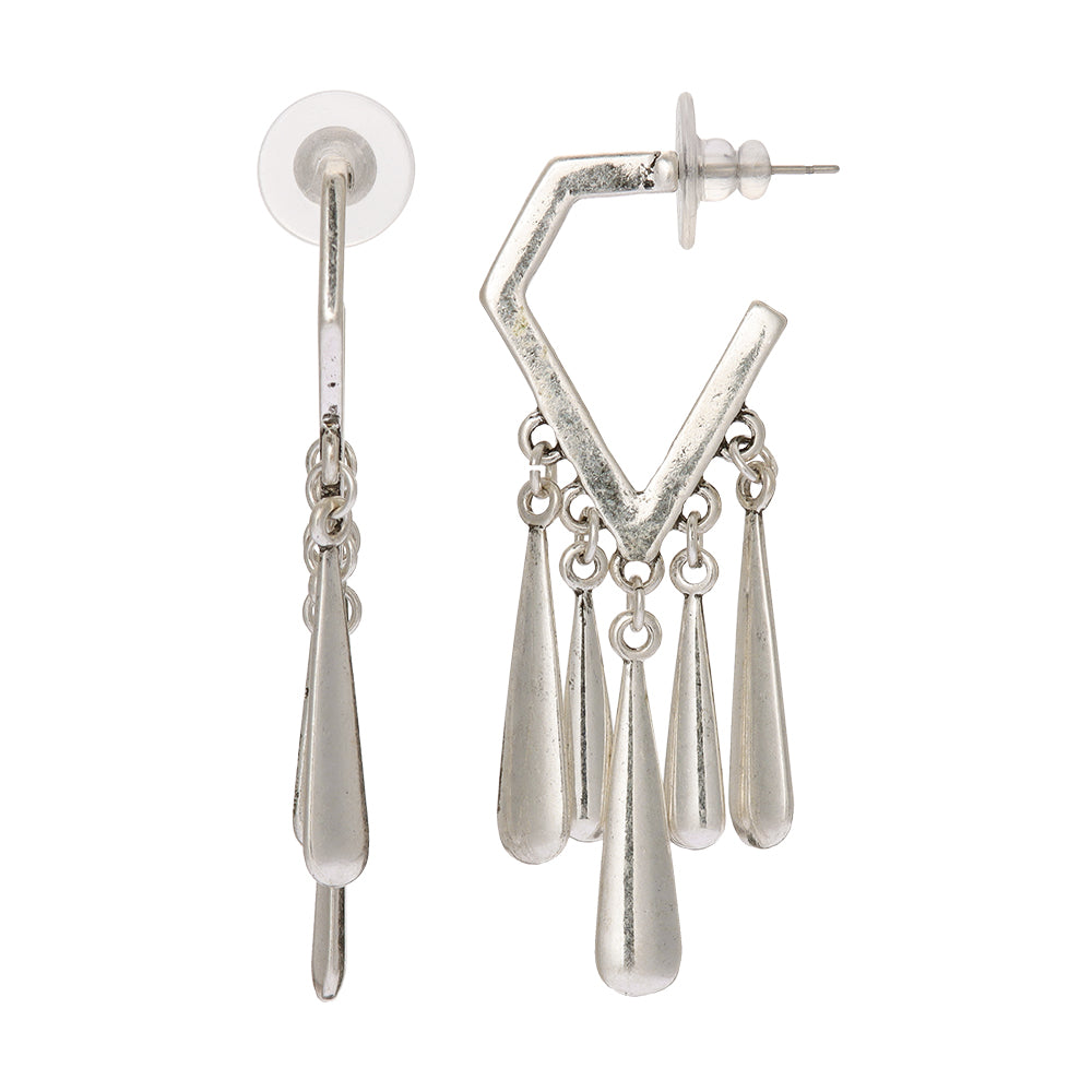 Bar Fringe Angular Hoop Earrings