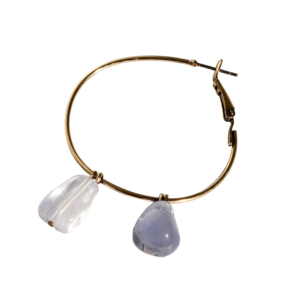 Double Stone Hoop Earrings - Osewaya