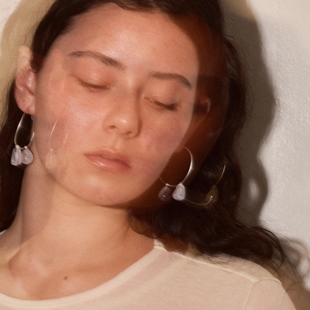 Double Stone Hoop Earrings - Osewaya