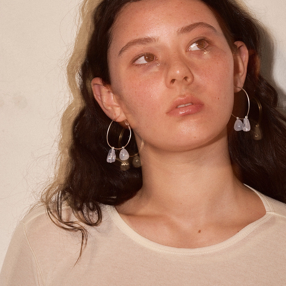 Double Stone Hoop Earrings - Osewaya