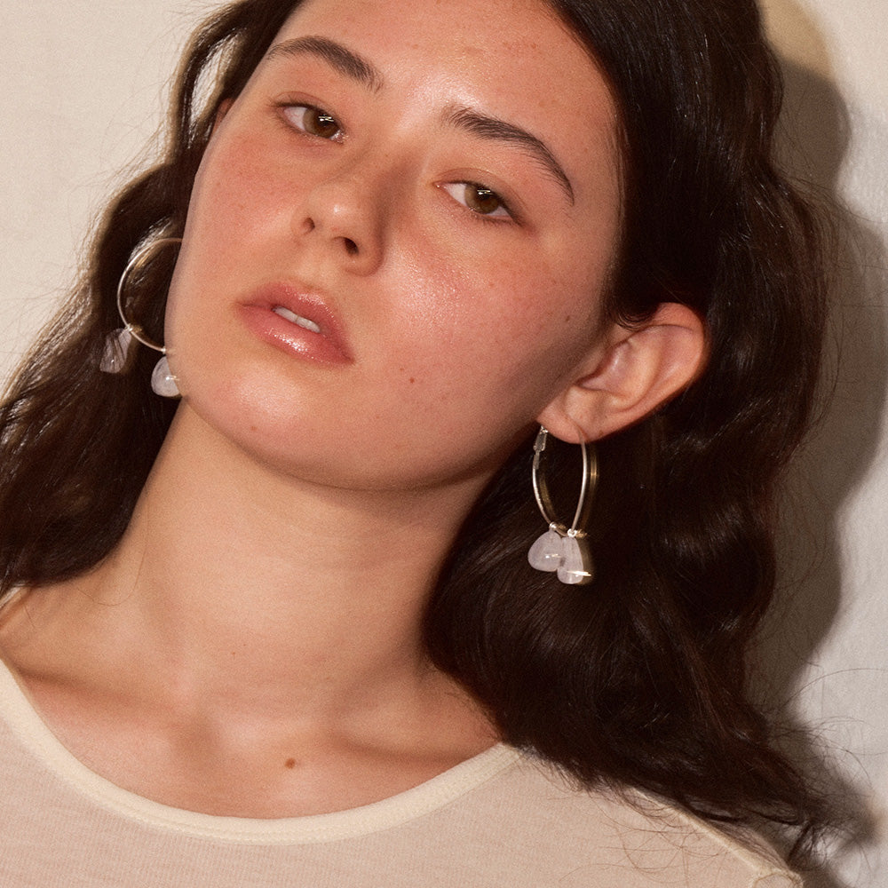 Double Stone Hoop Earrings - Osewaya