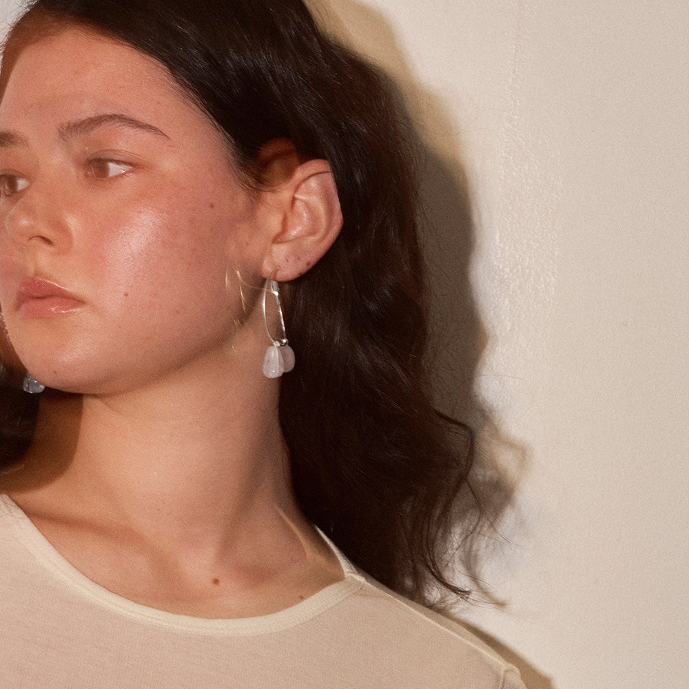 Double Stone Hoop Earrings - Osewaya