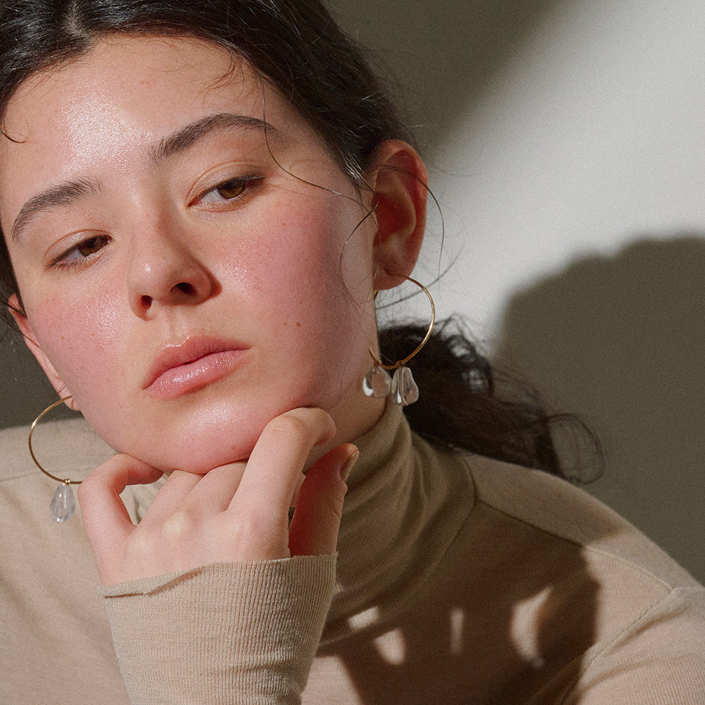 Double Stone Hoop Earrings - Osewaya