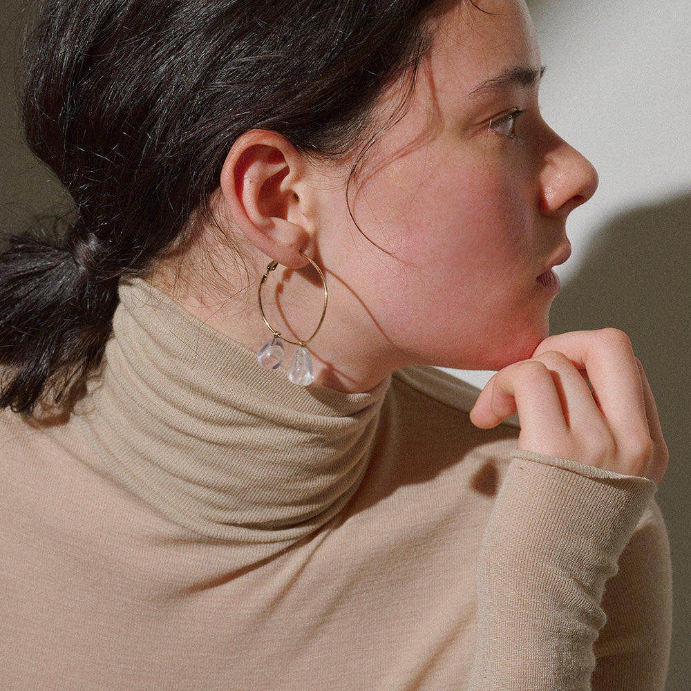 Double Stone Hoop Earrings - Osewaya