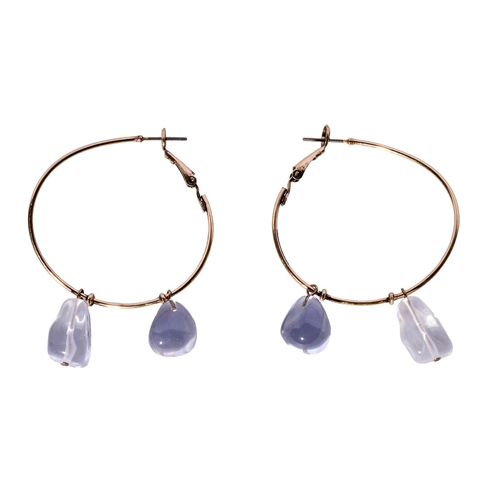 Double Stone Hoop Earrings - Osewaya