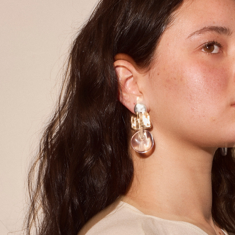 Geometric Link Statement Earrings - Osewaya