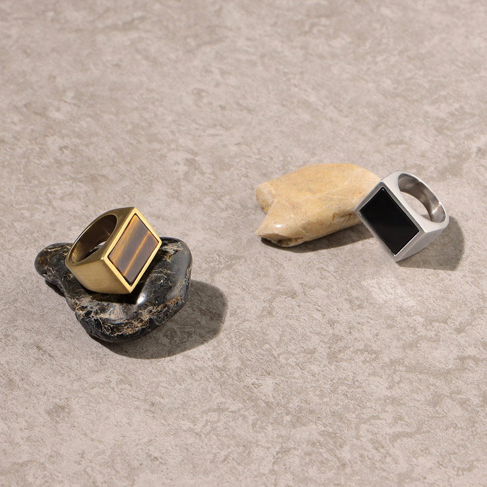 Center Stone Square Signet Ring