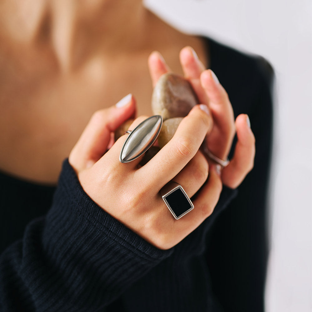 Center Stone Square Signet Ring