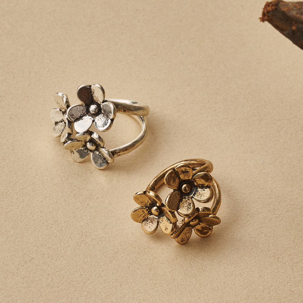Triple Flower Open Ring