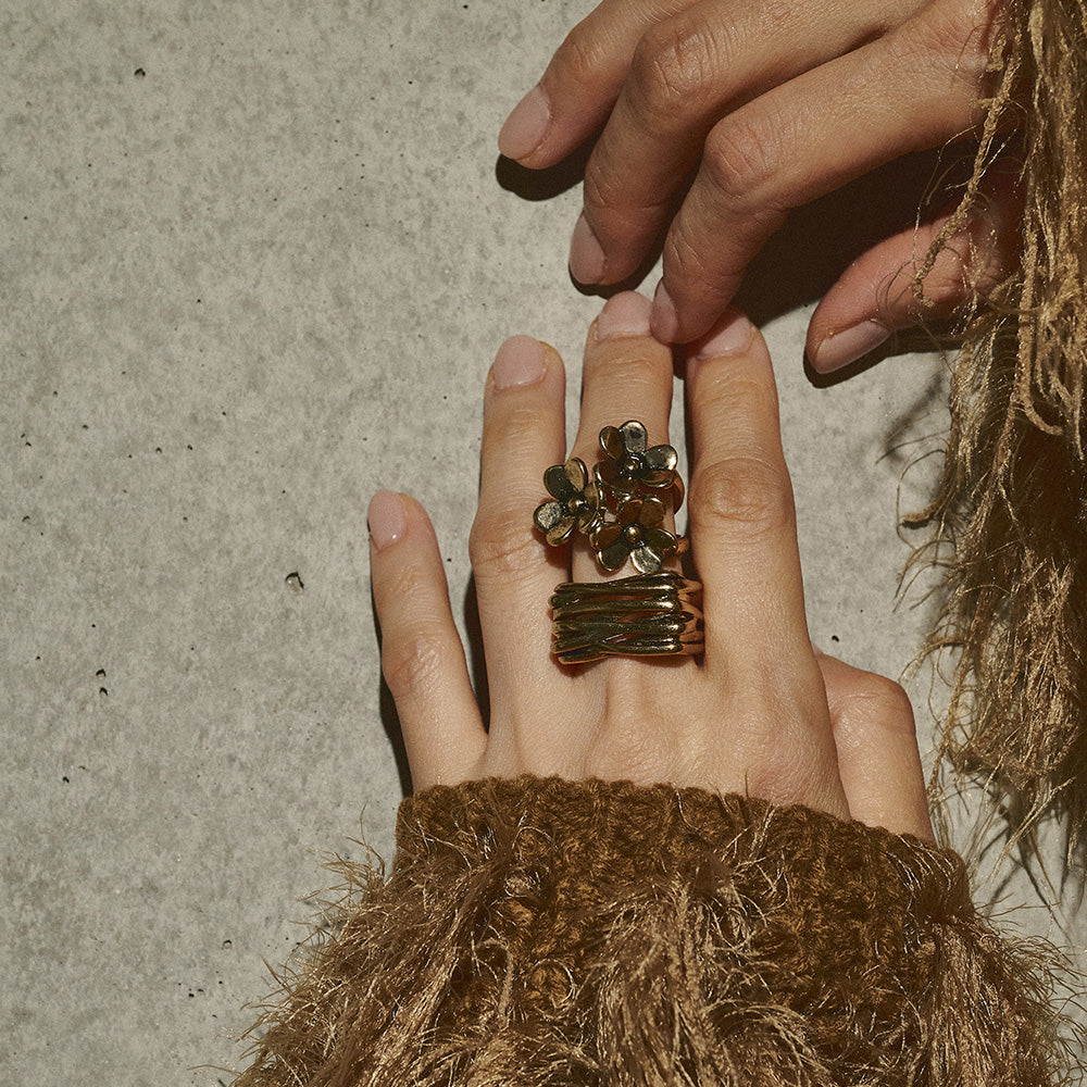 Triple Flower Open Ring