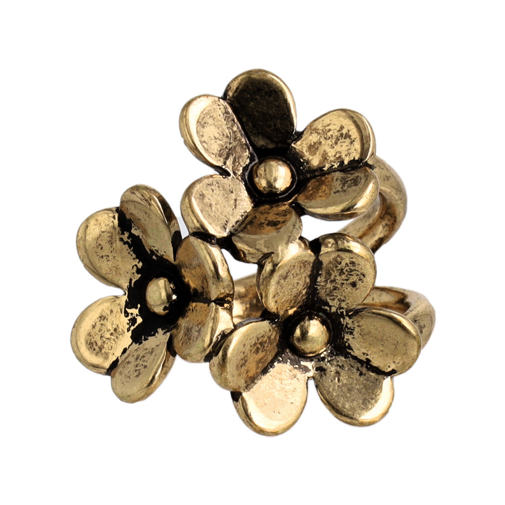 Triple Flower Open Ring