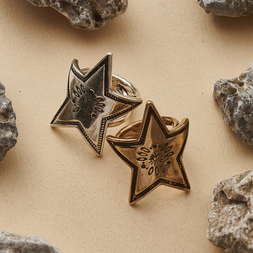 Etched Star Open Ring