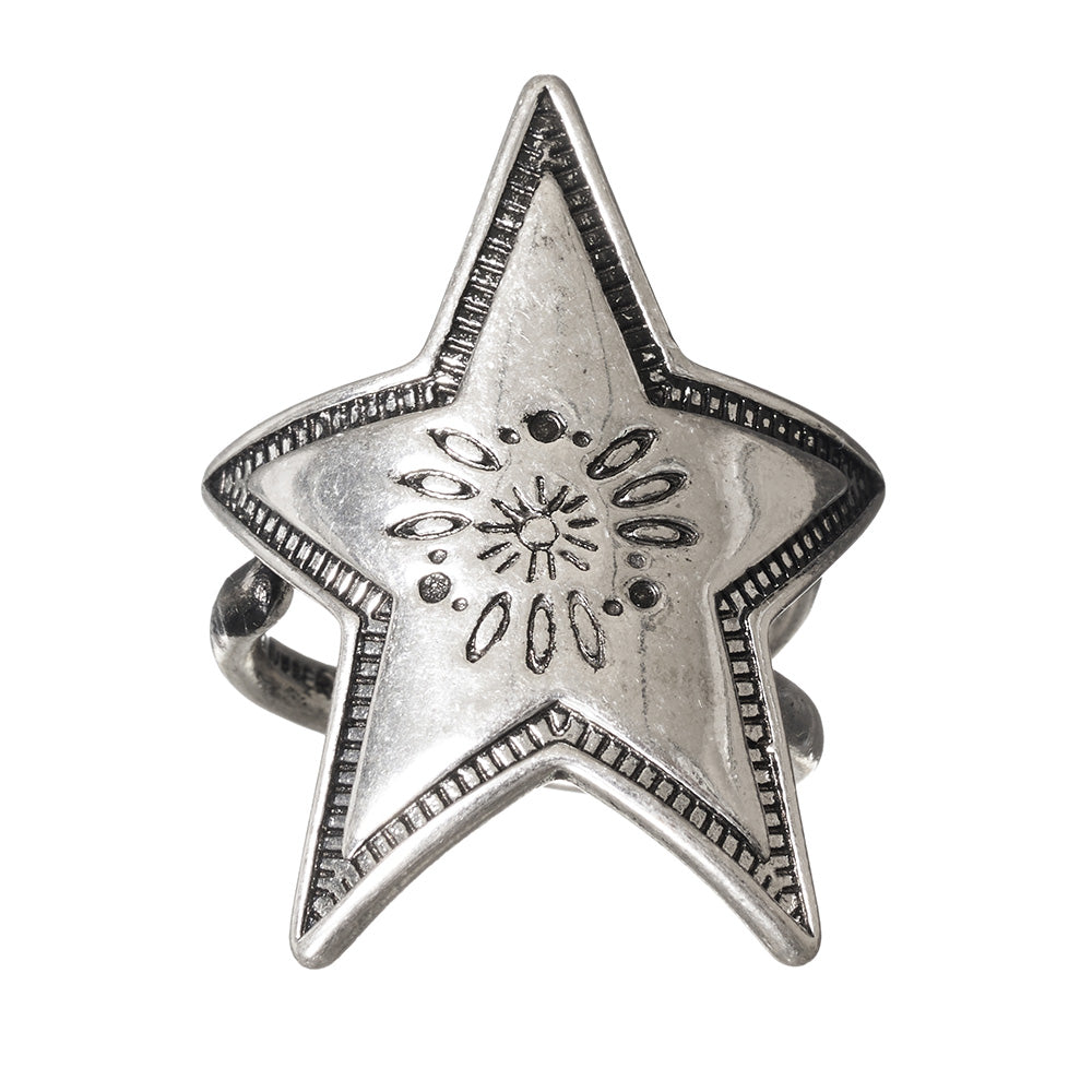 Etched Star Open Ring