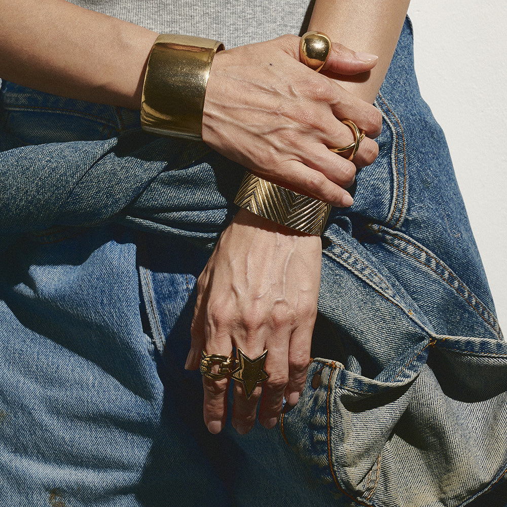 Etched Star Open Ring