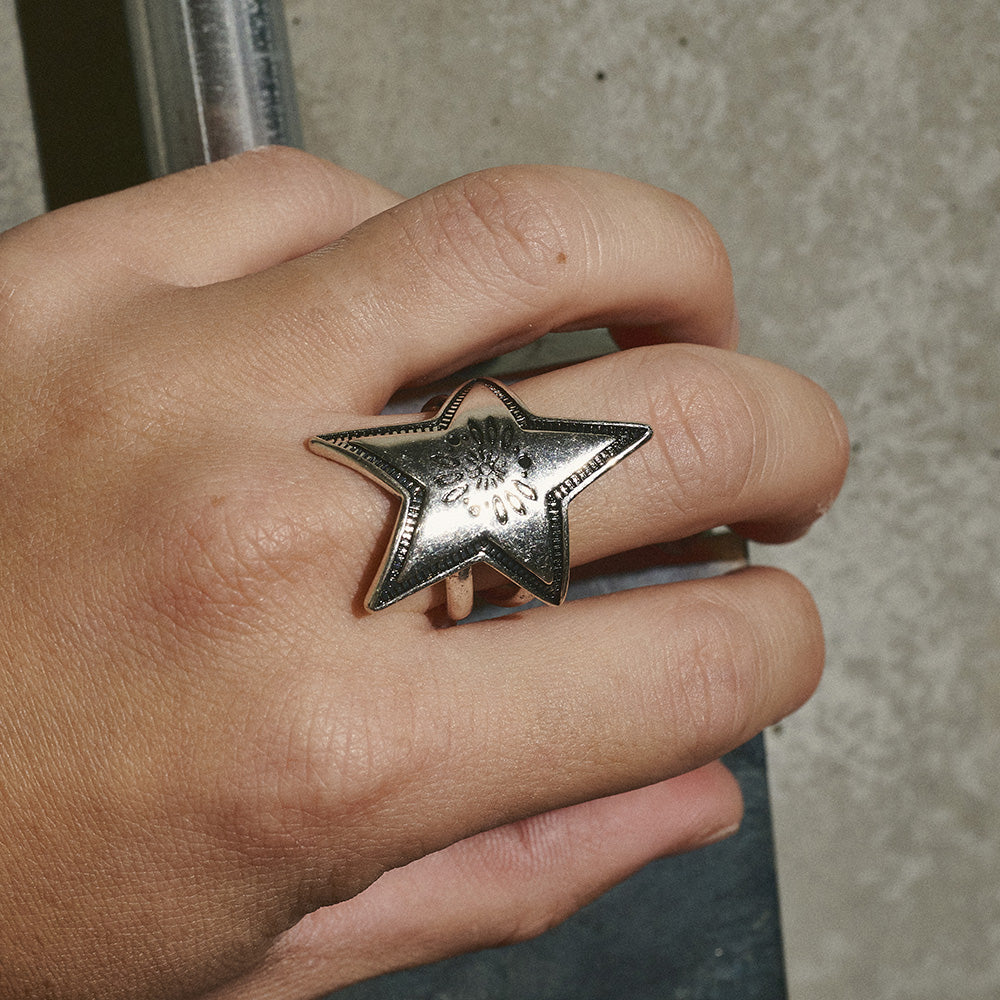 Etched Star Open Ring