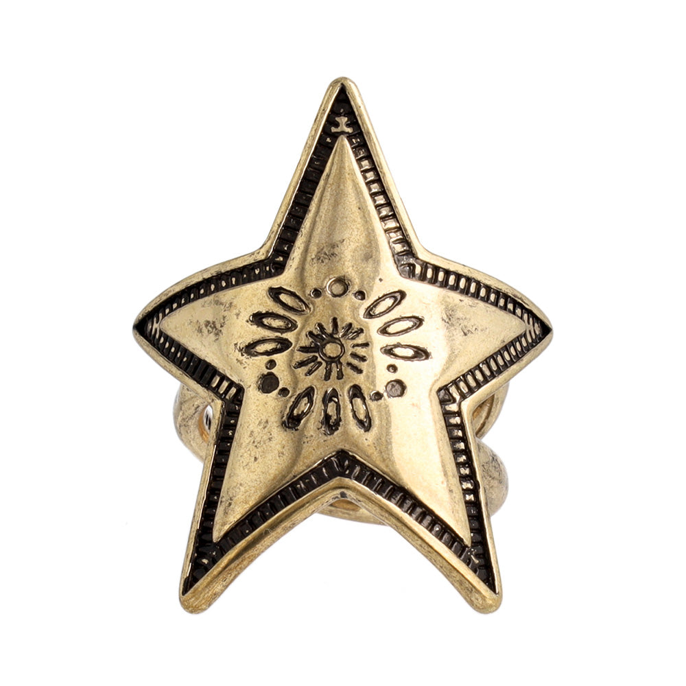 Etched Star Open Ring