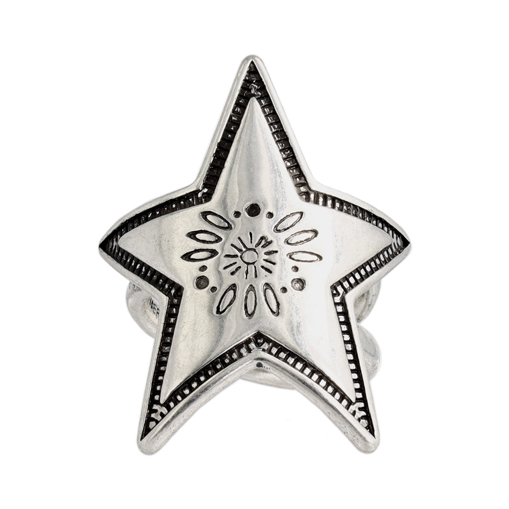 Etched Star Open Ring