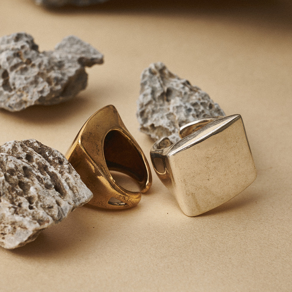 Chunky Square Open Signet Ring
